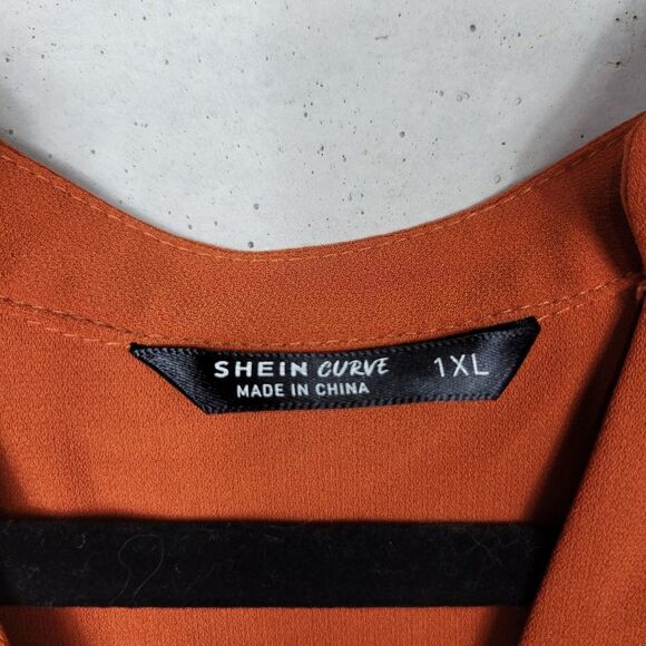 Shein Short Sleeve Blouse. Burnt Orange 1X#26 - Picture 9 of 11